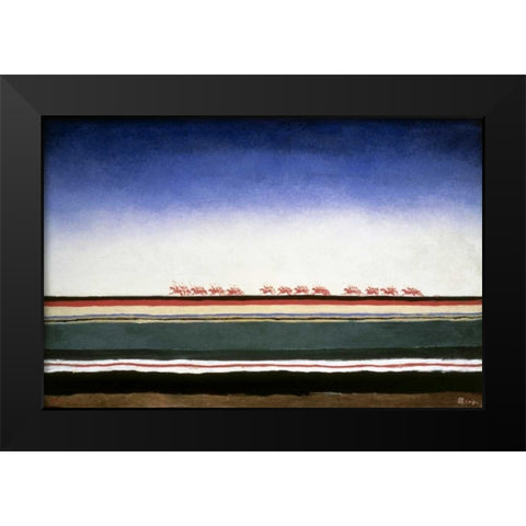 Red Cavalry Black Modern Wood Framed Art Print by Malevich, Kazimir