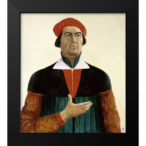 Self-Portrait Black Modern Wood Framed Art Print by Malevich, Kazimir