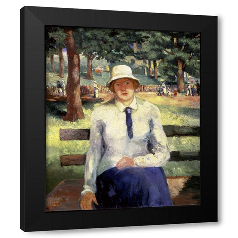 Unemployed Girl Black Modern Wood Framed Art Print with Double Matting by Malevich, Kazimir