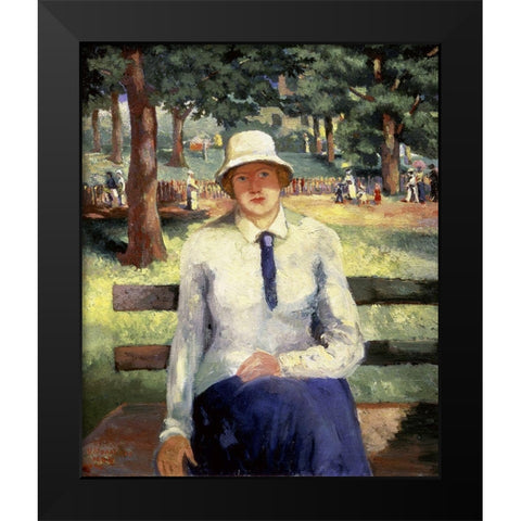 Unemployed Girl Black Modern Wood Framed Art Print by Malevich, Kazimir