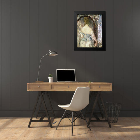 Before the Mirror Black Modern Wood Framed Art Print by Manet, Edouard