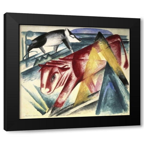 Animals Black Modern Wood Framed Art Print by Marc, Franz