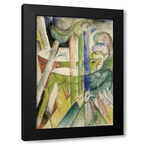 Mountain Goats - Bergziegen Black Modern Wood Framed Art Print with Double Matting by Marc, Franz
