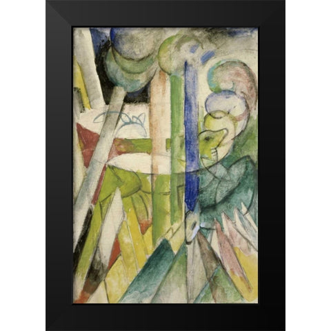 Mountain Goats - Bergziegen Black Modern Wood Framed Art Print by Marc, Franz