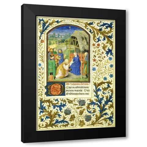 The Adoration of the Magi: Book of Hours (Detail) Black Modern Wood Framed Art Print with Double Matting by Marmion, Simon