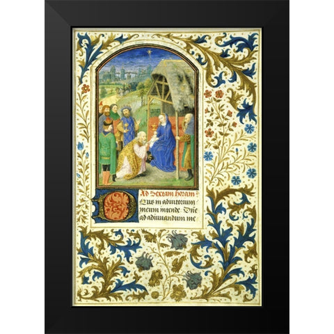 The Adoration of the Magi: Book of Hours (Detail) Black Modern Wood Framed Art Print by Marmion, Simon