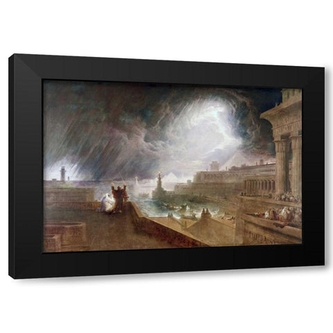Seventh Plague of Egypt Black Modern Wood Framed Art Print with Double Matting by Martin, John