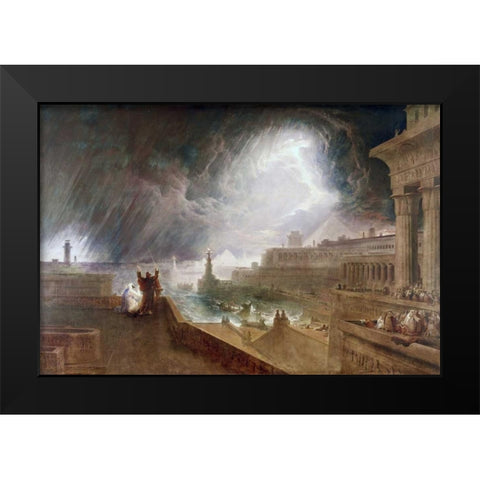 Seventh Plague of Egypt Black Modern Wood Framed Art Print by Martin, John