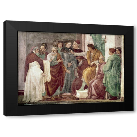 Dispute With Simon Mago Black Modern Wood Framed Art Print with Double Matting by Masaccio,