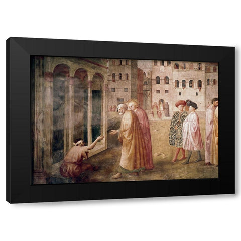 Healing of The Cripple Black Modern Wood Framed Art Print by Masaccio,