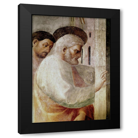 Healing of The Cripple and The Resurrection Oftabitha Black Modern Wood Framed Art Print with Double Matting by Masaccio,