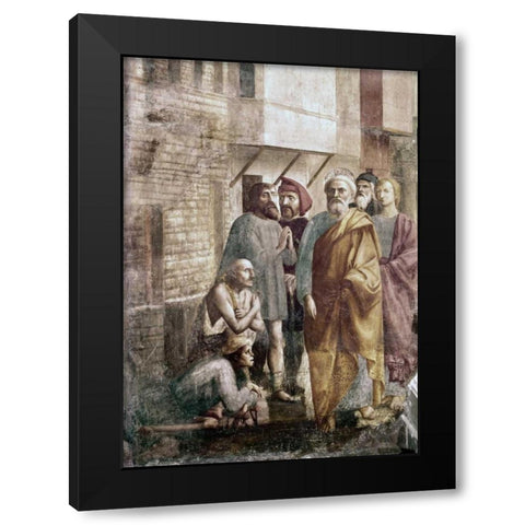St. Peter Healing The Sick With His Shadow Black Modern Wood Framed Art Print with Double Matting by Massaccio