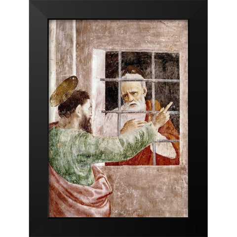 St. Peter In Jail Black Modern Wood Framed Art Print by Masaccio,