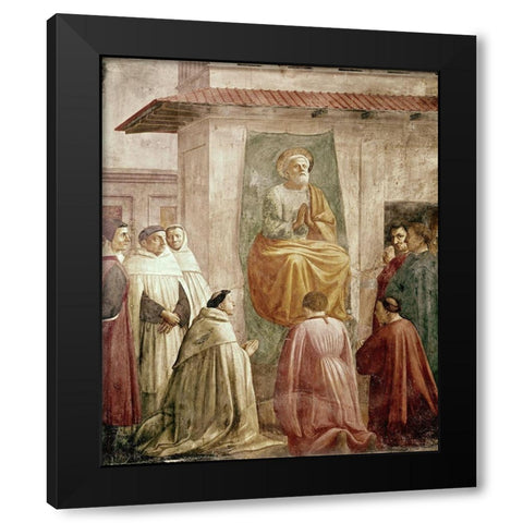 St. Peter In The Teachers Chair Black Modern Wood Framed Art Print with Double Matting by Masaccio,
