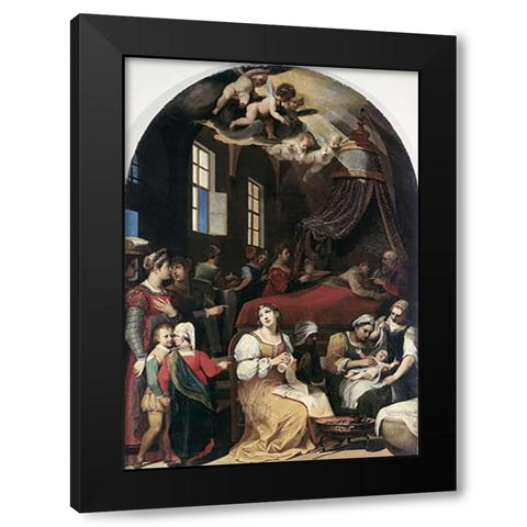 Nativity of The Virgin Black Modern Wood Framed Art Print by Mascagni, Donato