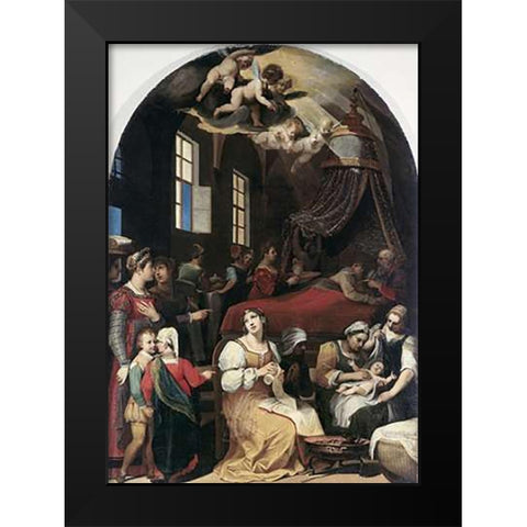 Nativity of The Virgin Black Modern Wood Framed Art Print by Mascagni, Donato