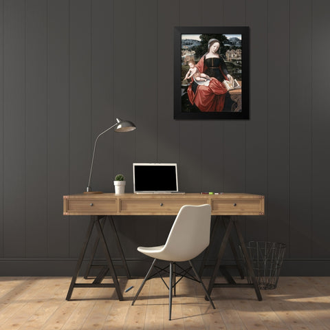Madonna and Child Black Modern Wood Framed Art Print by Master of Female Half-Lengths,