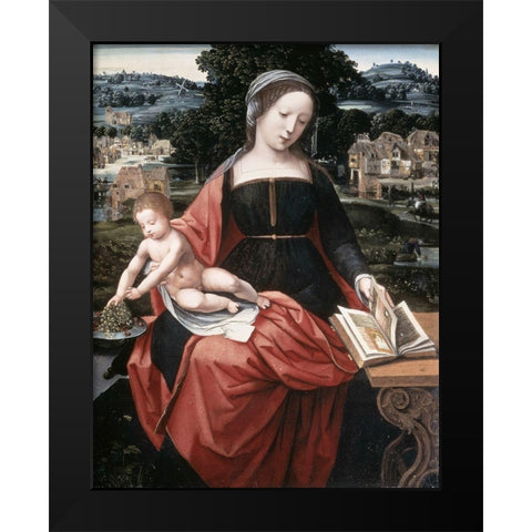 Madonna and Child Black Modern Wood Framed Art Print by Master of Female Half-Lengths,