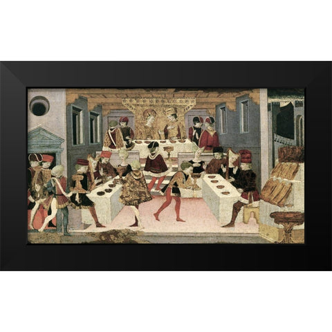 Story of Alatiel - Detail Black Modern Wood Framed Art Print by Master of Jarves Cassoni,