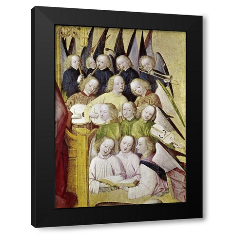 Choir of Angels - Detail-Life of The Virgin Black Modern Wood Framed Art Print with Double Matting by Master of Life of the Virgin,