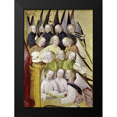 Choir of Angels - Detail-Life of The Virgin Black Modern Wood Framed Art Print by Master of Life of the Virgin,