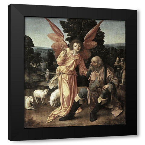 Annunciation To Joachim Black Modern Wood Framed Art Print by Master of Luebeck,