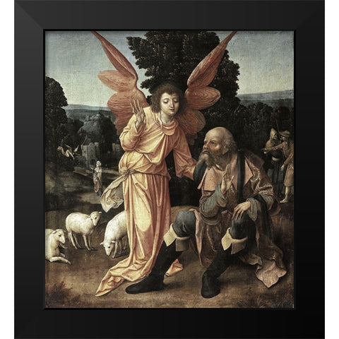 Annunciation To Joachim Black Modern Wood Framed Art Print by Master of Luebeck,