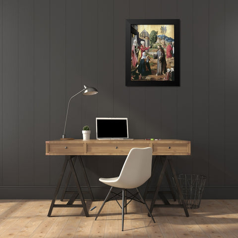 Christ Leaving The Holy Women Black Modern Wood Framed Art Print by Master of Swabian Altarpieces,