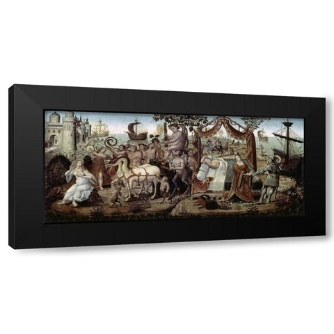 Ariadne at Naxos Black Modern Wood Framed Art Print with Double Matting by Master of the Cassoni,