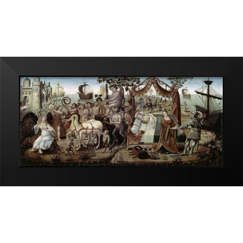 Ariadne at Naxos Black Modern Wood Framed Art Print by Master of the Cassoni,