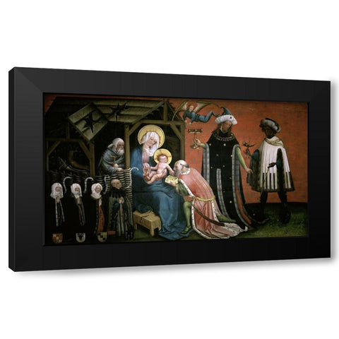 Adoration of The Magi Black Modern Wood Framed Art Print with Double Matting by Master of the Donors,