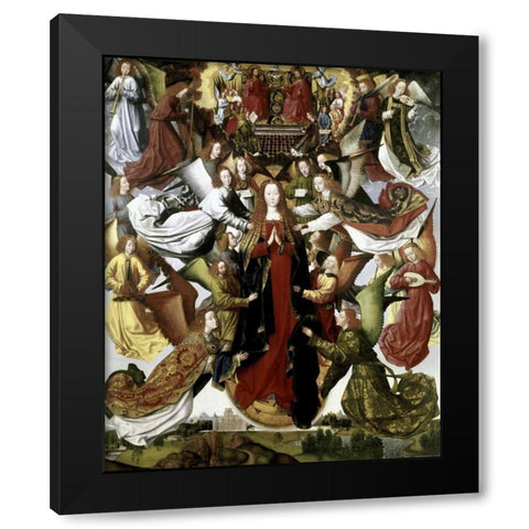 Mary Queen of Heaven - The St. Lucy Legend Black Modern Wood Framed Art Print with Double Matting by Master of the St. Lucy Legend