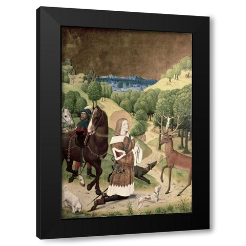 Conversion of St. Hubert Black Modern Wood Framed Art Print by Master of Werden