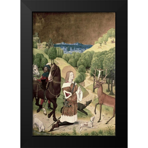 Conversion of St. Hubert Black Modern Wood Framed Art Print by Master of Werden