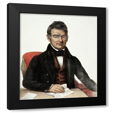 John Ross - a Cherokee Chief Black Modern Wood Framed Art Print by McKenney, Thomas Lorraine