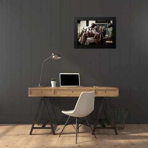 Sermon Black Modern Wood Framed Art Print by Melchers, Gari