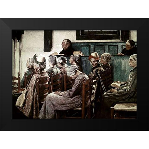 Sermon Black Modern Wood Framed Art Print by Melchers, Gari