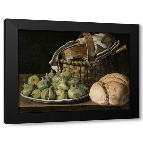 Still Life With Figs Black Modern Wood Framed Art Print with Double Matting by Melendez, Luis Egidio