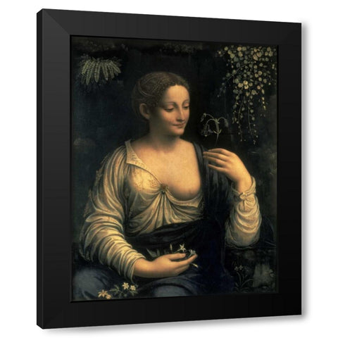 Flora Black Modern Wood Framed Art Print by Melzi, Francesco
