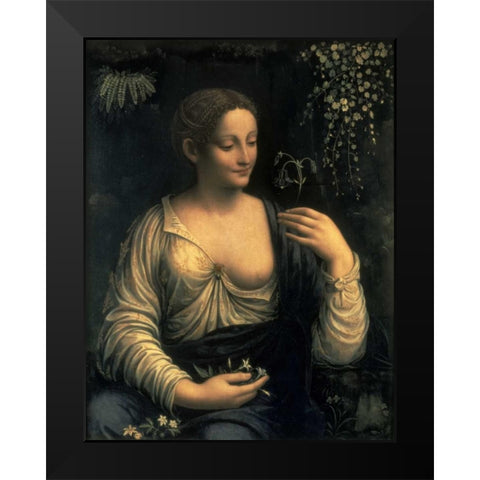 Flora Black Modern Wood Framed Art Print by Melzi, Francesco
