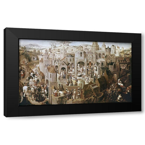 Passion of Christ Black Modern Wood Framed Art Print by Memling, Hans