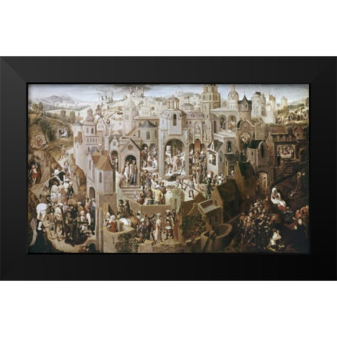 Passion of Christ Black Modern Wood Framed Art Print by Memling, Hans