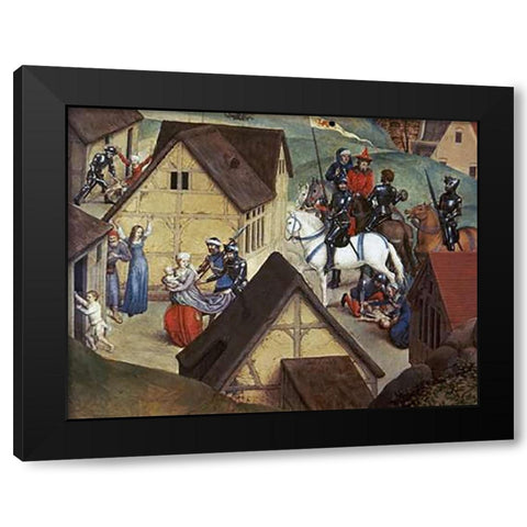 Slaughter of The Innocents Black Modern Wood Framed Art Print by Memling, Hans