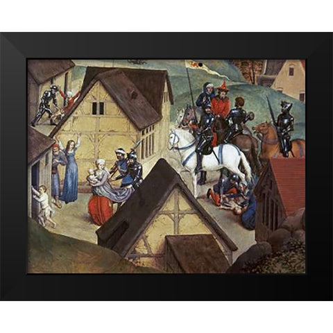 Slaughter of The Innocents Black Modern Wood Framed Art Print by Memling, Hans