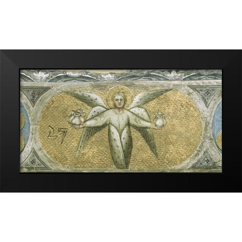 Angel With Seven Cruets For The Scourges Black Modern Wood Framed Art Print by De Menabuoi, Giusto