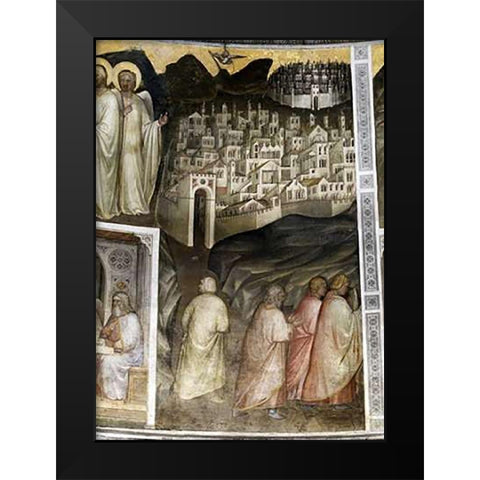Lots Wife Leaves Sodom From Tambour: Scenes From The Old Testament Black Modern Wood Framed Art Print by De Menabuoi, Giusto