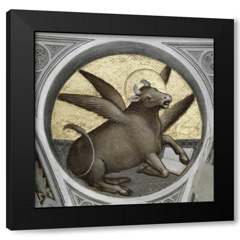 Saint Luke As An Ox Black Modern Wood Framed Art Print with Double Matting by De Menabuoi, Giusto