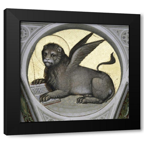 Saint Mark As a Lion Black Modern Wood Framed Art Print by De Menabuoi, Giusto