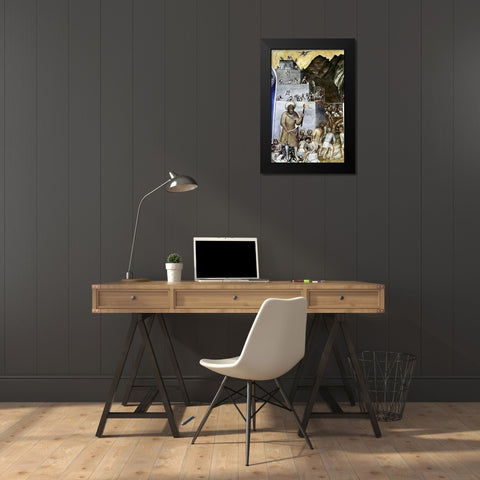 Tower of Babel Black Modern Wood Framed Art Print by De Menabuoi, Giusto