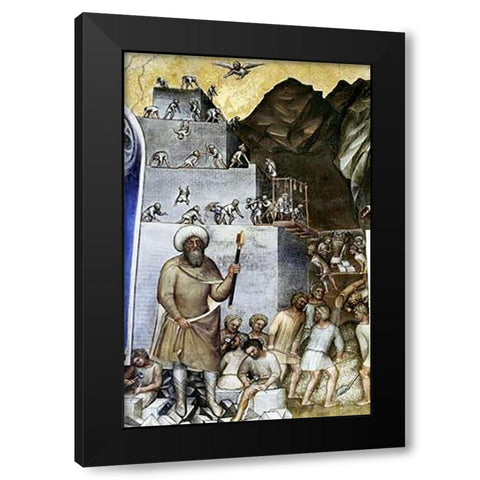 Tower of Babel Black Modern Wood Framed Art Print by De Menabuoi, Giusto
